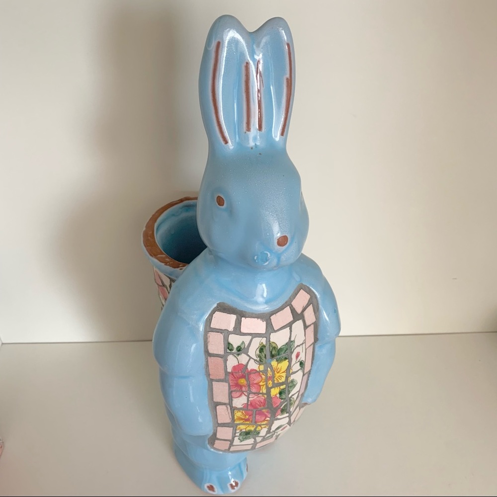 vintage Mosaic ceramic bunny planter - Picture 15 of 17